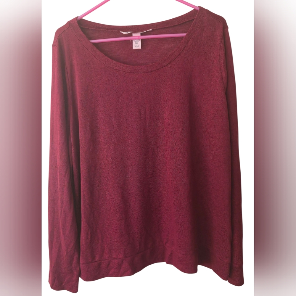 Victoria’s Secret Women’s XL Burgundy Long Sleeve Blouse | Satin Chic Top